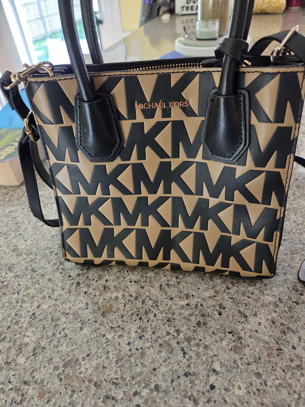 Michael Kors Tan & Black Logo Satchel